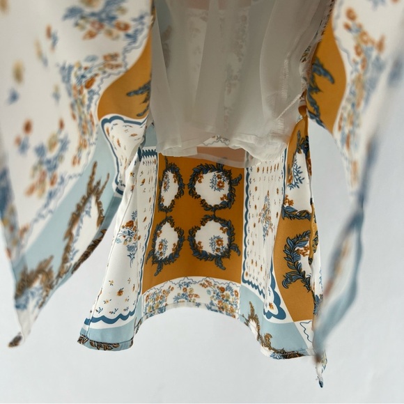 Joie Silky Chiffon Multicolor Handkerchief Print V Neck‎ Tank Top - Picture 5 of 10